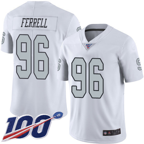 Men Oakland Raiders Limited White Clelin Ferrell Jersey NFL Football #96 100th Season Rush Vapor Jersey